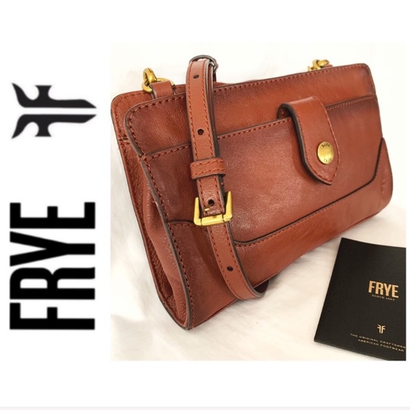NWOT FRYE genuine leather crossbody cognac - Picture 2 of 8